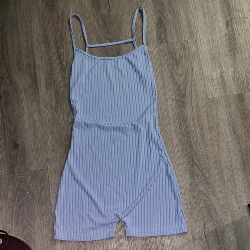 SHEIN Light Blue Striped Jumpsuit